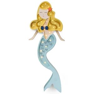 Little Lights Mermaid lampe i træ - flere farver