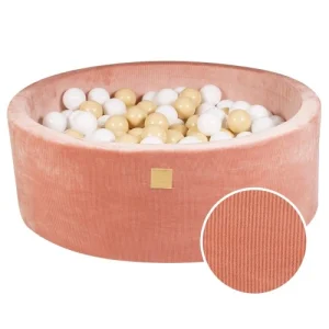 Meowbaby boldbassin – Abrikos (Ø90 × 30 cm, 200 sand- & hvide bolde) | Velvet
