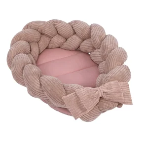 Meowbaby babynest med fletkant – pudderrosa