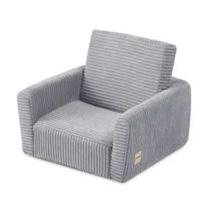 Plush Nest Cubie foldbar lænestol til børn i premium fløjl – grå