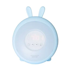 Rabbit & Friends kanin natlampe med vækkeur – Blå
