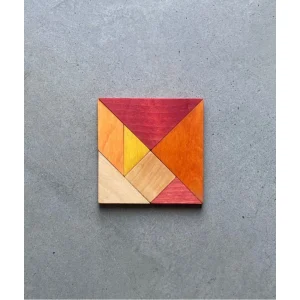 Wooden Story tangram – varme farver (med opbevaringspose)