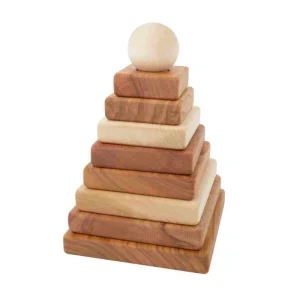 Wooden Story Kvadratisk træpyramide – natur, stablelegetøj
